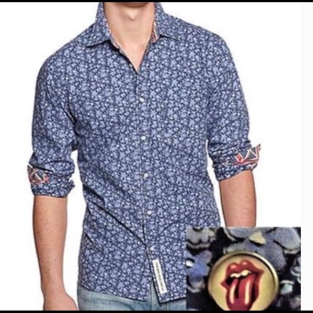 ROLLING STONES RIFF STARS BLUE FLORAL ROCK&ROLL